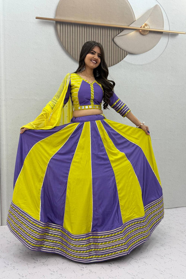 Purple Lace Work Cotton Lehenga (TP-589-Purple)