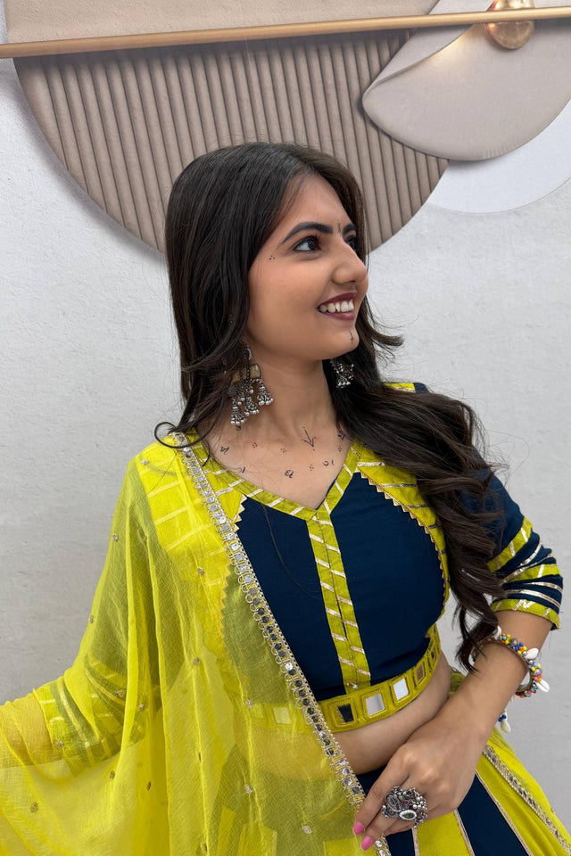 Yellow Lace Work Cotton Lehenga (TP-589-Yellow)