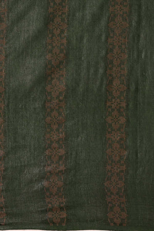 Green Silk Blend Woven Saree