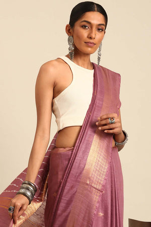 Purple Silk Blend Woven Saree (TRMQQF4H2118)