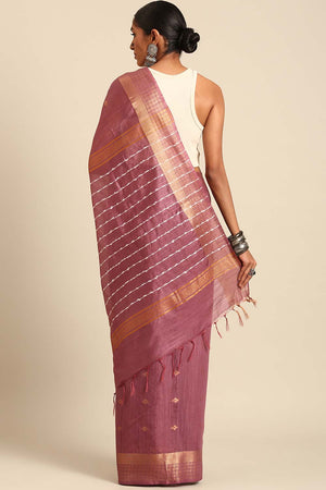 Purple Silk Blend Woven Saree (TRMQQF4H2118)