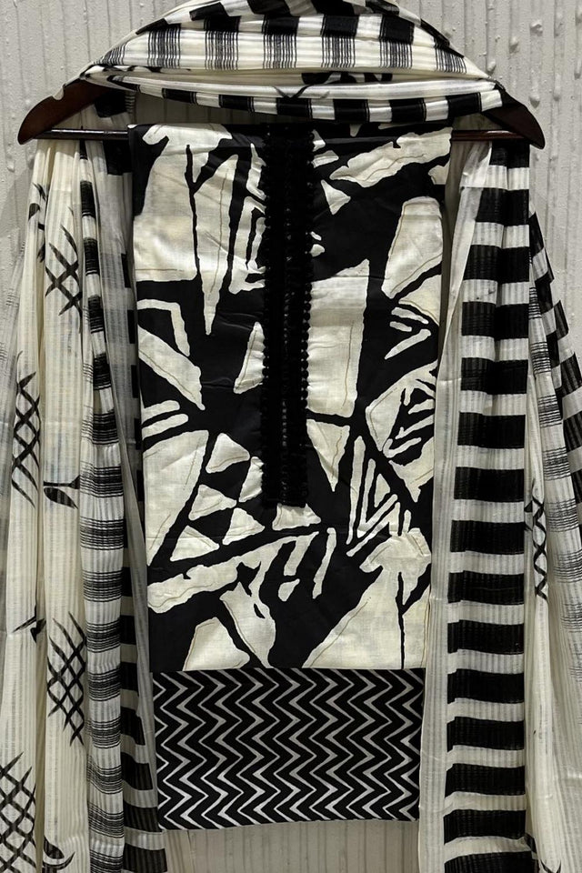 Black Printed Cotton Kurti Pant Set (VCDM0294-BLCK)