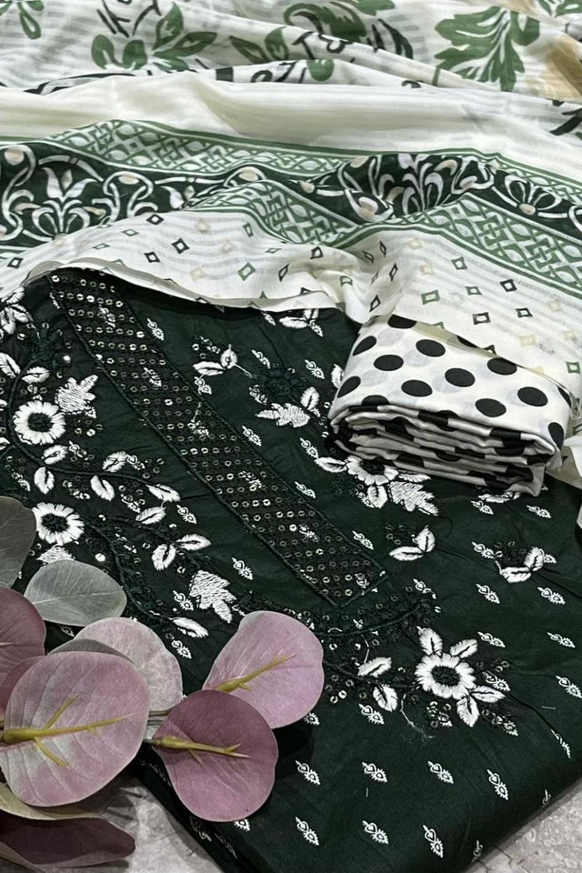 Green Printed Cotton Kurti Pant Set (VCDM0300-GREN)
