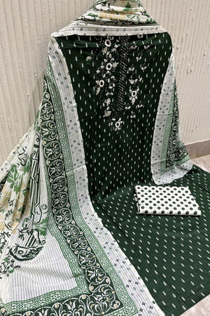 Green Printed Cotton Kurti Pant Set (VCDM0300-GREN)