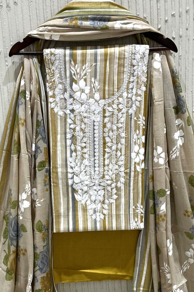 Yellow Floral Embroidered Cotton Kurti Pant Set (VCDM0309-YLOW)