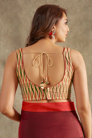 Beige Pure Cotton Printed Sleeveless Blouse