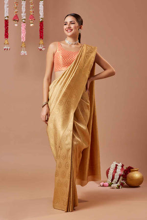 Orange Woven Brocade Blouse