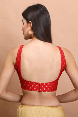 Red Woven Brocade Blouse