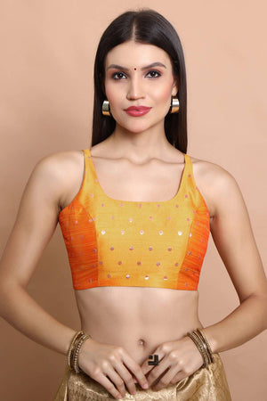 Yellow Woven Brocade Blouse