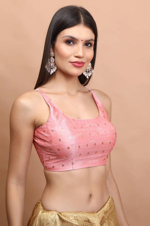 Light Pink Woven Brocade Blouse