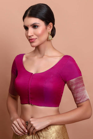 Magenta Woven Silk Blouse