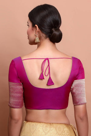 Magenta Woven Silk Blouse