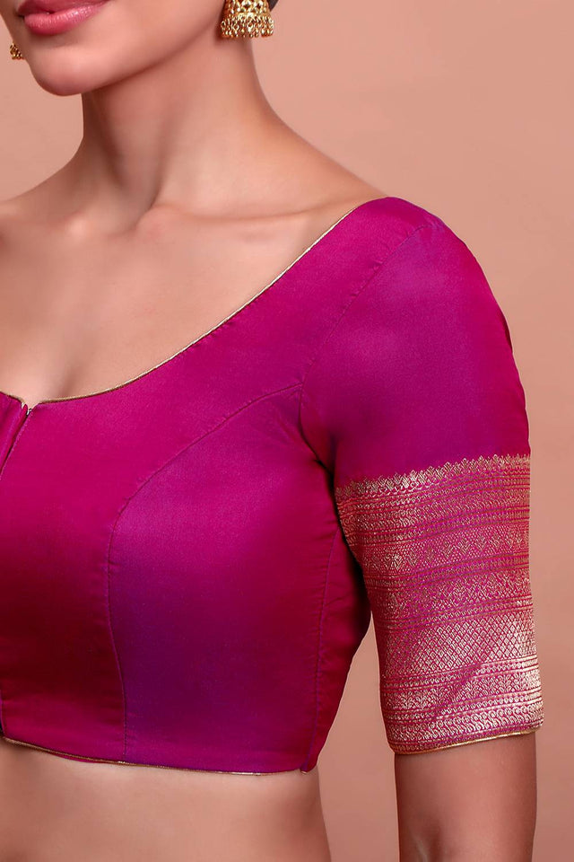 Magenta Woven Silk Blouse