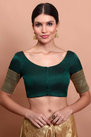 Green Woven Silk Blouse