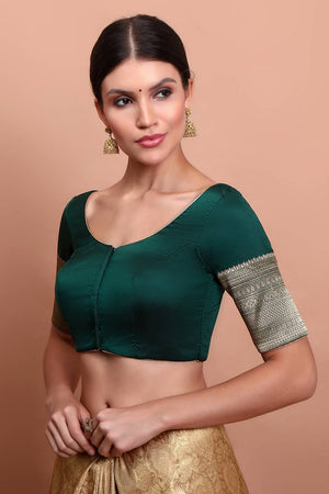 Green Woven Silk Blouse