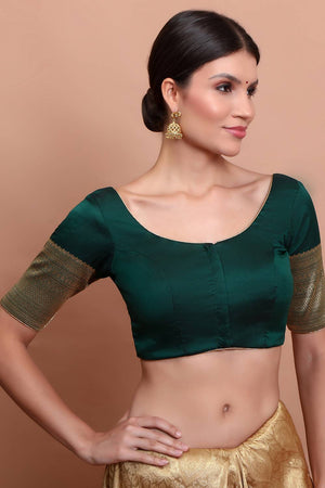 Green Woven Silk Blouse