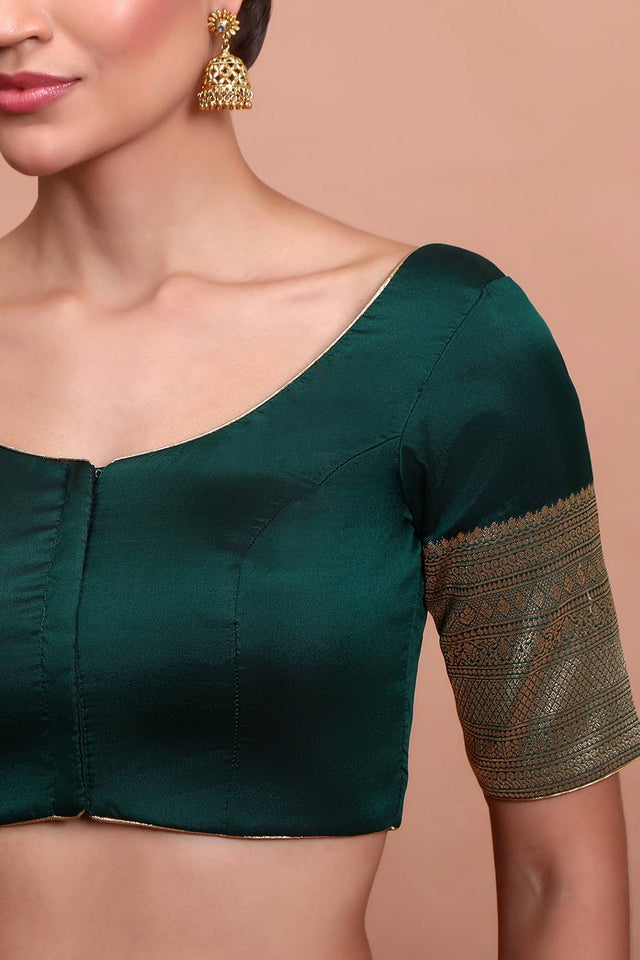 Green Woven Silk Blouse