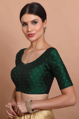 Green Woven Silk Blouse