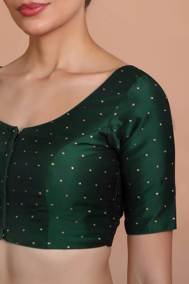 Green Woven Silk Blouse