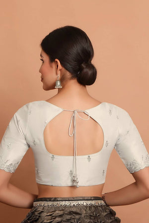 Silver Embroidered Tissue Blouse