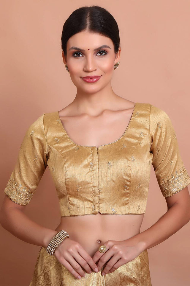 Gold Embroidered Silk Blouse