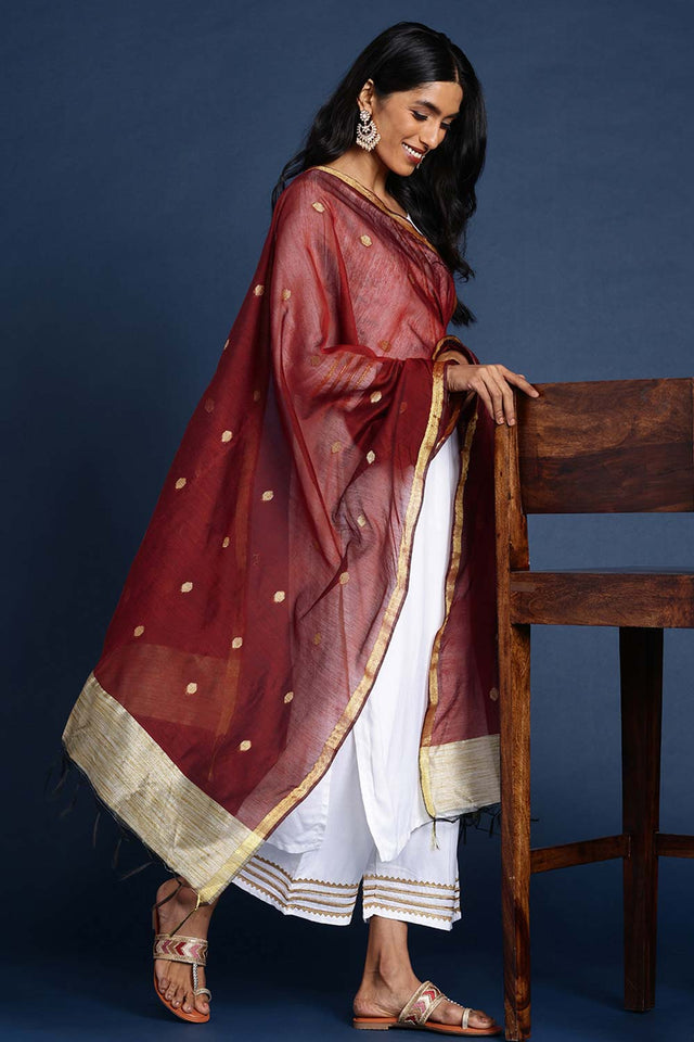 Maroon Silk Blend Dupatta (VMMMMB4E2080)