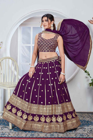 Purple Sequins Georgette Lehenga (Vaamika_purple)