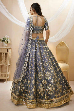 Grey Heavy Embroidered Art Silk Lehenga (WF-503-Grey)