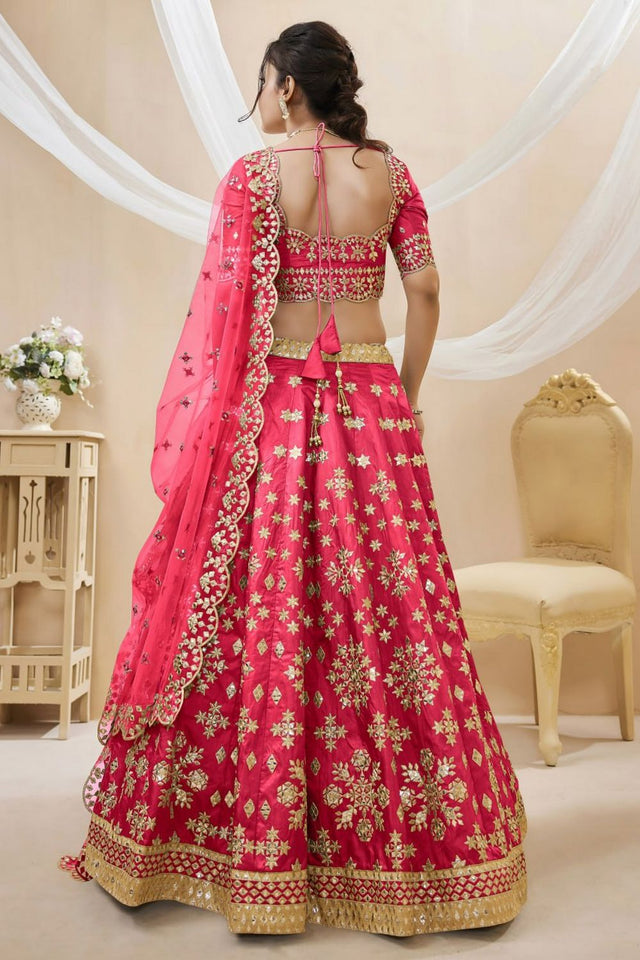 Pink Heavy Embroidered Art Silk Lehenga (WF-505-Pink)
