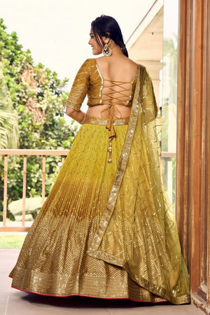 Yellow Sequin Chinon Lehenga (WF-5057-Yellow)