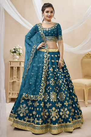 Blue Heavy Embroidered Art Silk Lehenga (WF-506-Blue)