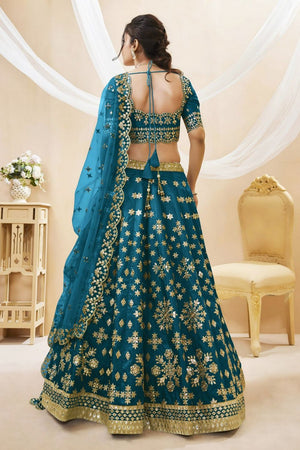 Blue Heavy Embroidered Art Silk Lehenga (WF-506-Blue)
