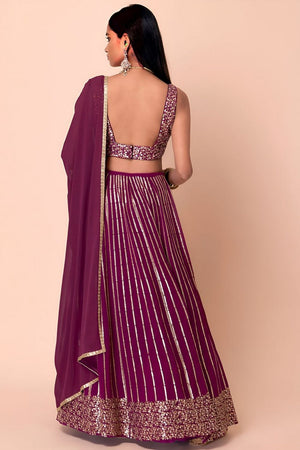 Wine Sequin Georgette Lehenga (WF-5067-Wine)