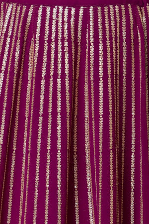 Wine Sequin Georgette Lehenga (WF-5067-Wine)