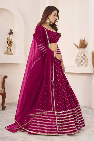 Pink Embroidered Georgette Lehenga (WF-5074-Pink)