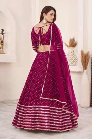 Pink Embroidered Georgette Lehenga (WF-5074-Pink)