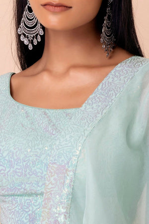 Blue Embroidered Georgette Lehenga (WF-5087-Blue)