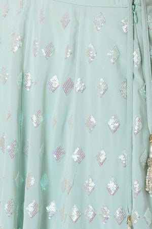 Blue Embroidered Georgette Lehenga (WF-5087-Blue)