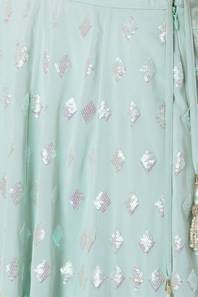 Blue Embroidered Georgette Lehenga (WF-5087-Blue)