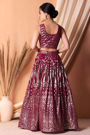 Pink Embroidered Georgette Lehenga (WF-5114-Pink)