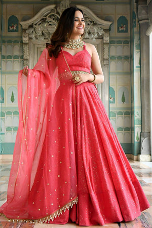 Pink Sequin Georgette Lehenga (WF-7082-Pink)