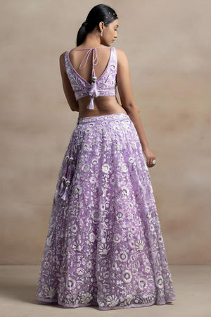 Lavender Floral Embroidered Net Lehenga (WF5126-Lavender)