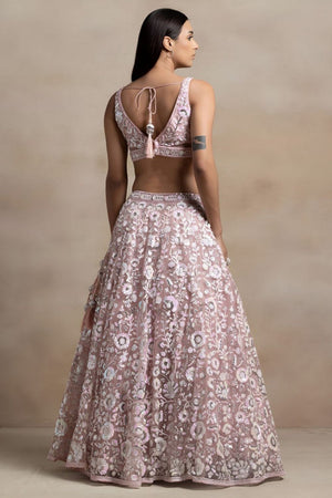 Pink Floral Embroidered Net Lehenga (WF5126-Pink)
