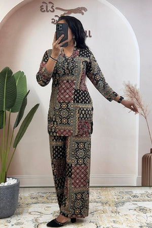 Black Printed Cotton Co-Ord Set (WM26-BLACK)