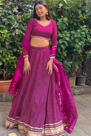 Violet Printed Georgette Lehenga