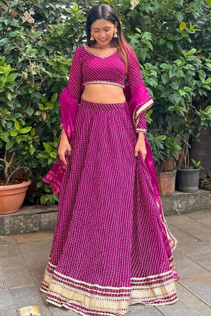 Violet Printed Georgette Lehenga