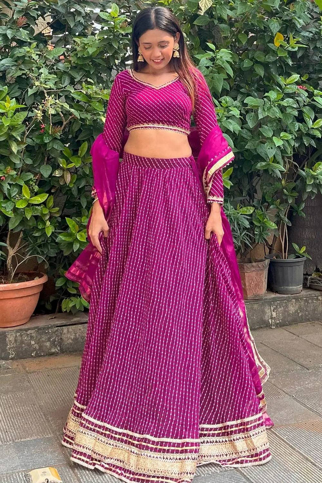 Violet Printed Georgette Lehenga
