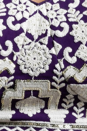 Violet Thread Work Georgette Lehenga