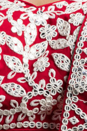 Red Thread Work Georgette Lehenga