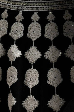 Black Thread Work Georgette Lehenga